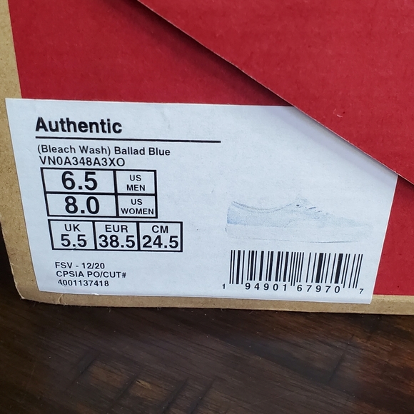 Vans Authentic Bleach Wash Ballad Blue Women Size 8, Men Size 6.5 - Picture 10 of 10